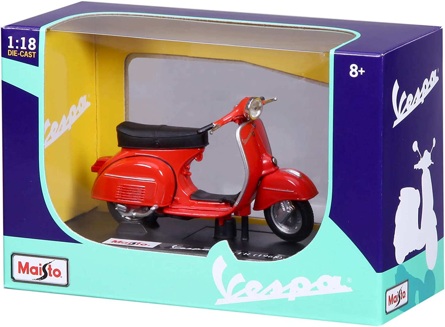 Réplique miniature Vespa ancienne 1:18, plusieurs couleurs - Maisto